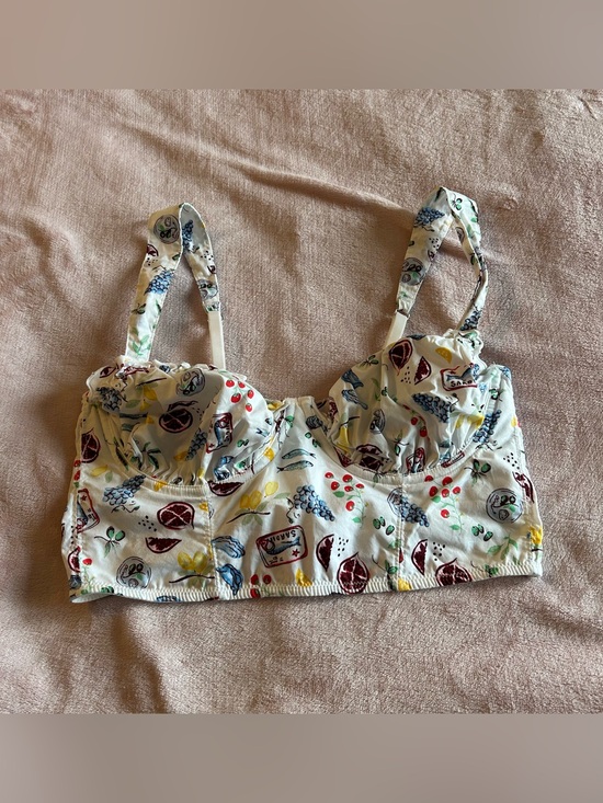 Colsie Other - Colsie white fruit and sardine print corset bra size S festival kitschy coastal